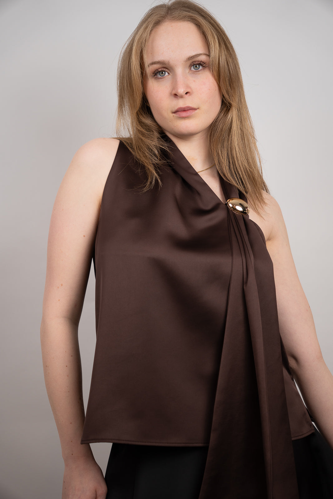 Satin Drape-Detail Top