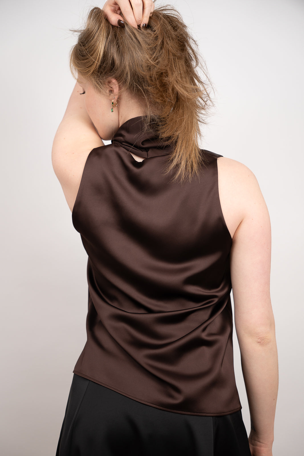 Satin Drape-Detail Top