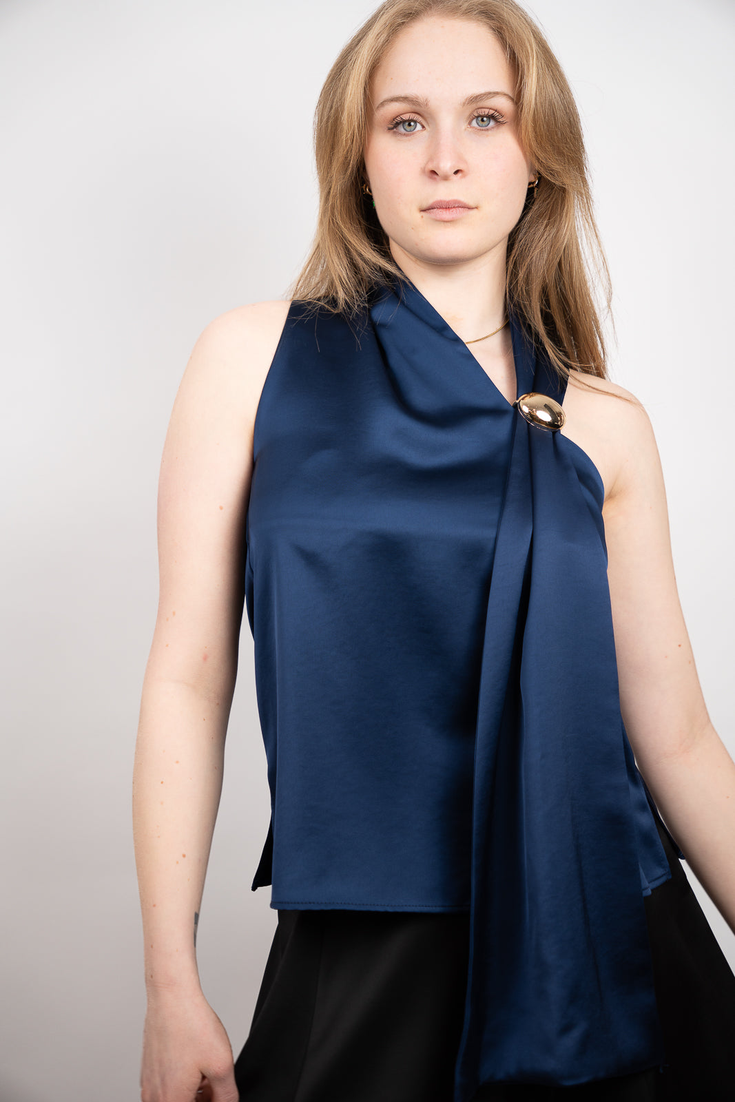 Satin Drape-Detail Top