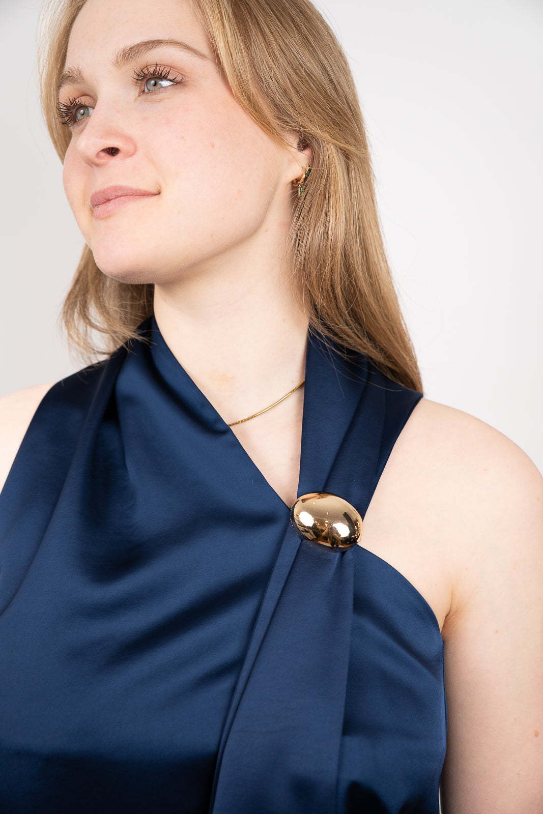 Satin Drape-Detail Top