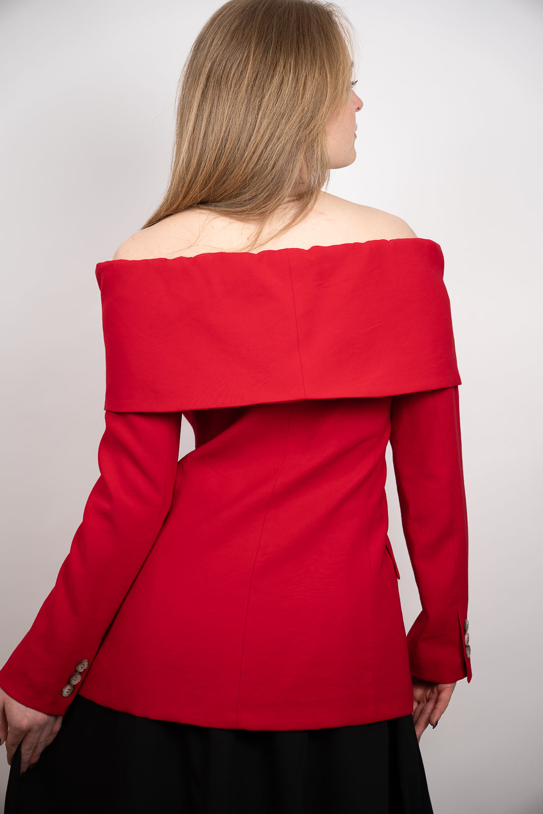 Off-Shoulder Red Blazer