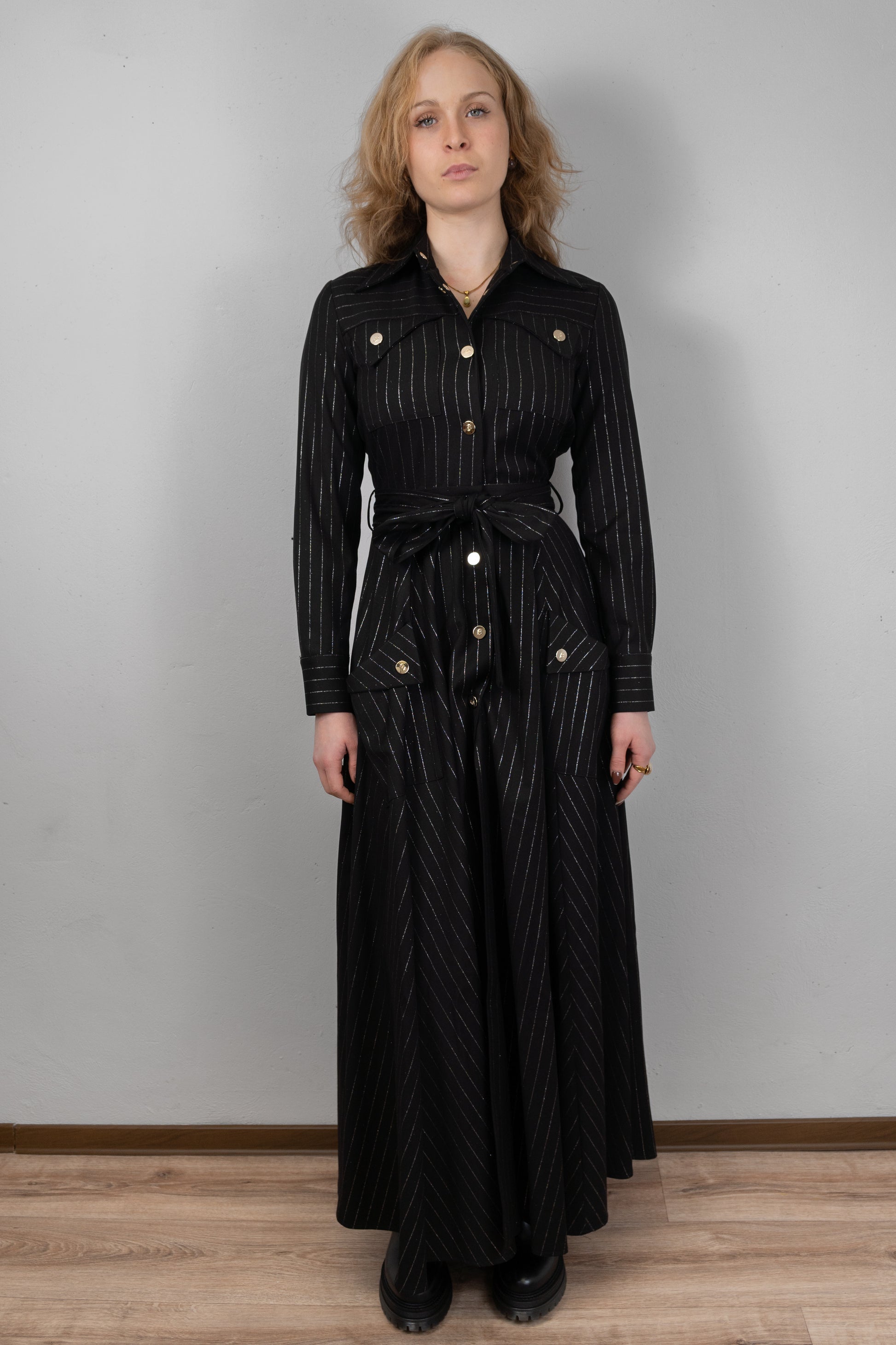 Pinstripe Maxi Shirt Dress