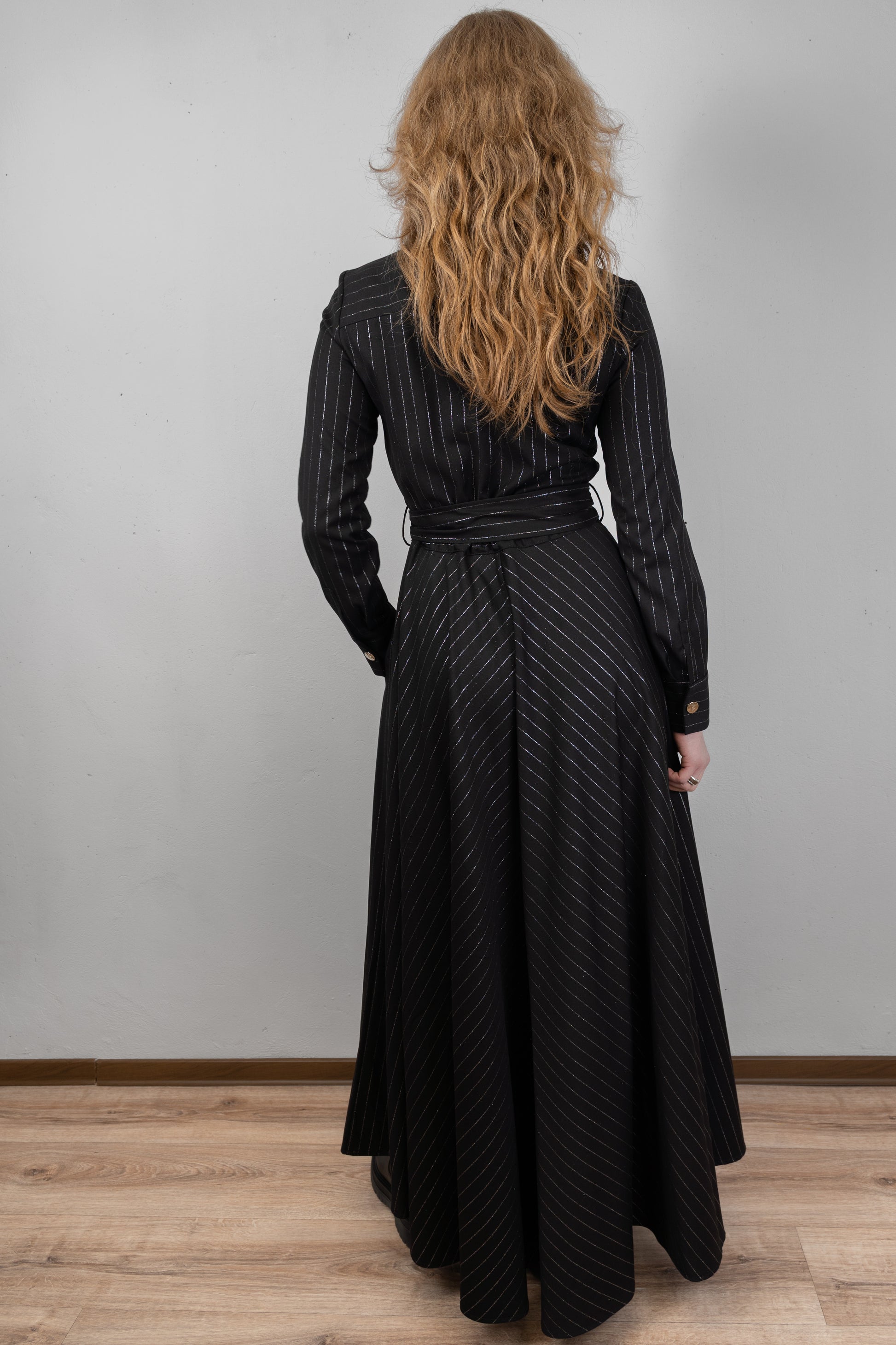 Pinstripe Maxi Shirt Dress