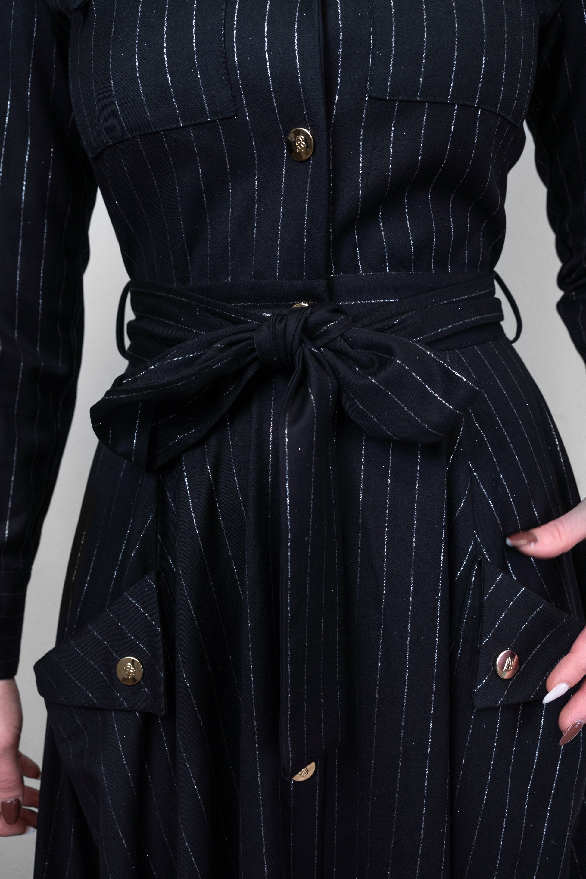 Pinstripe Maxi Shirt Dress