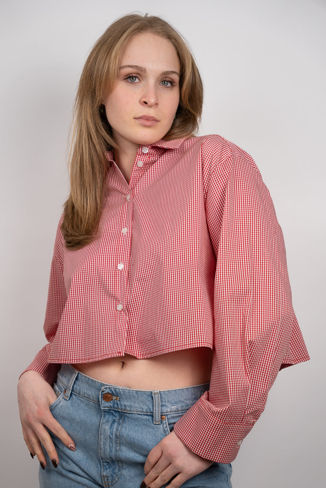 Cropped Gingham Shirt