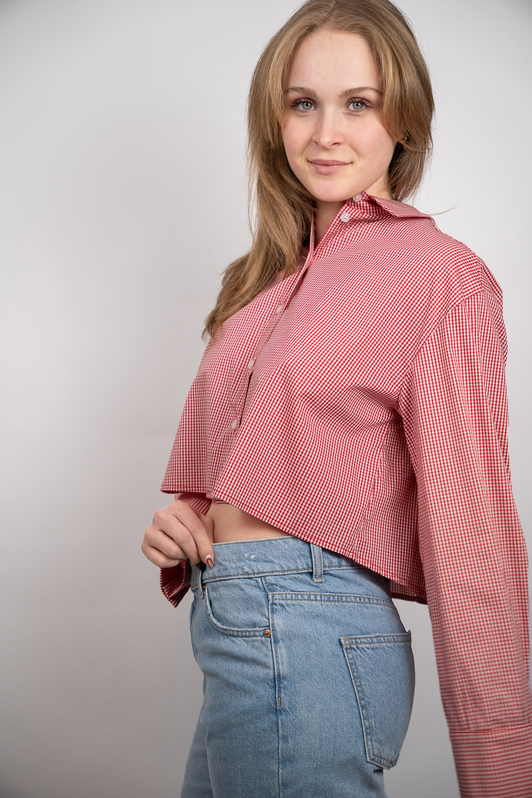 Cropped Gingham Shirt
