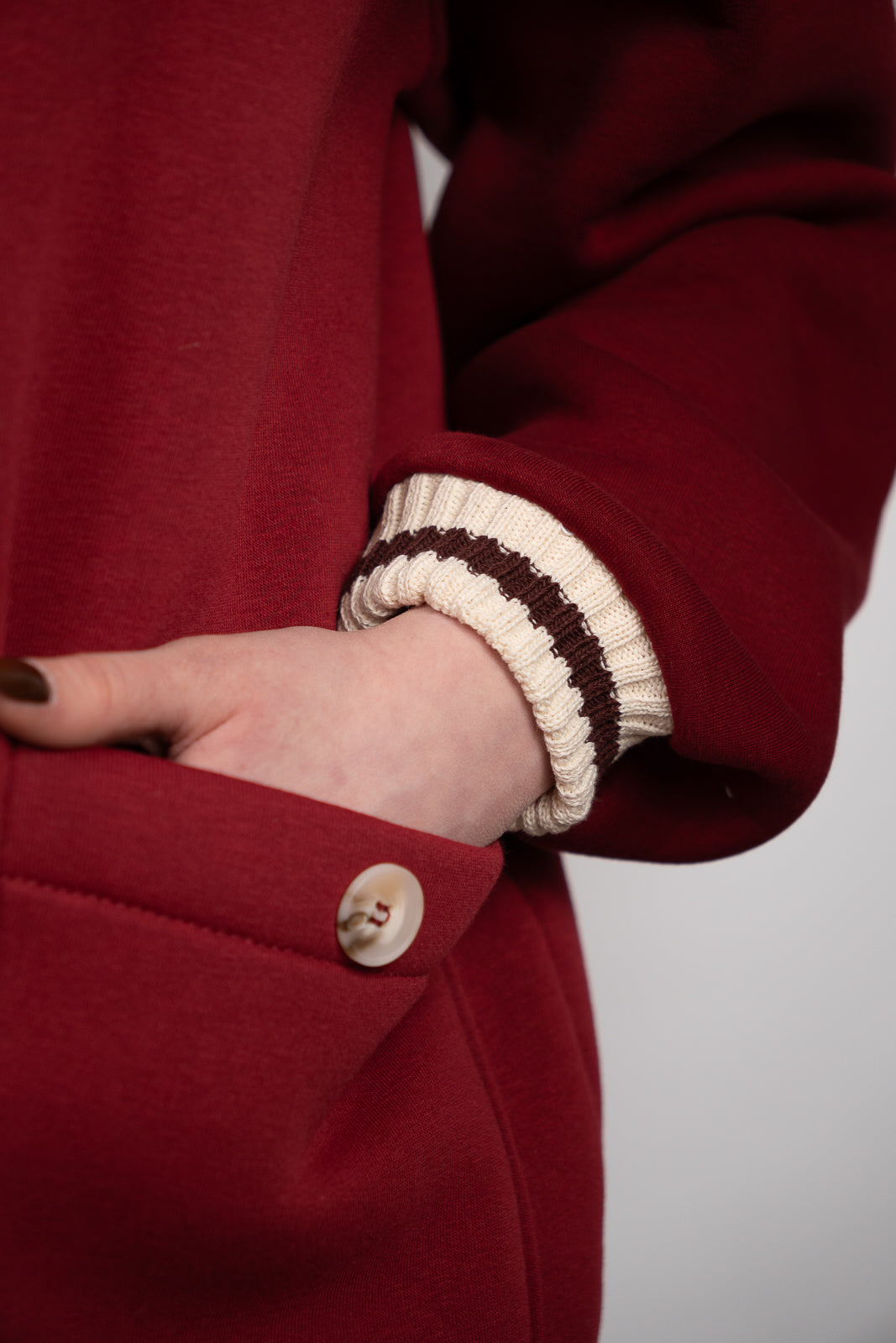 Burgundy Trimmed Cardigan