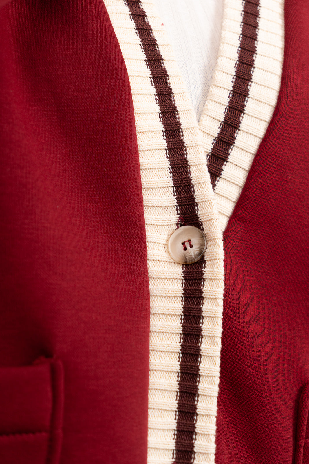Burgundy Trimmed Cardigan