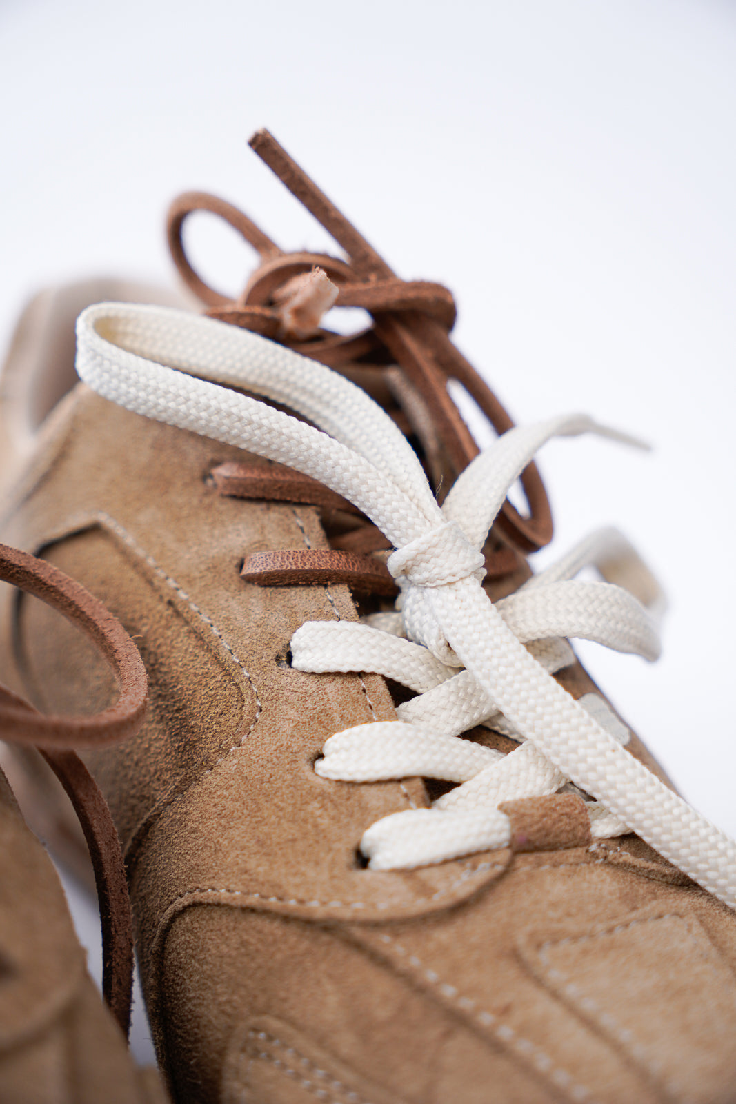 Suede Sneakers with Mismatched Laces