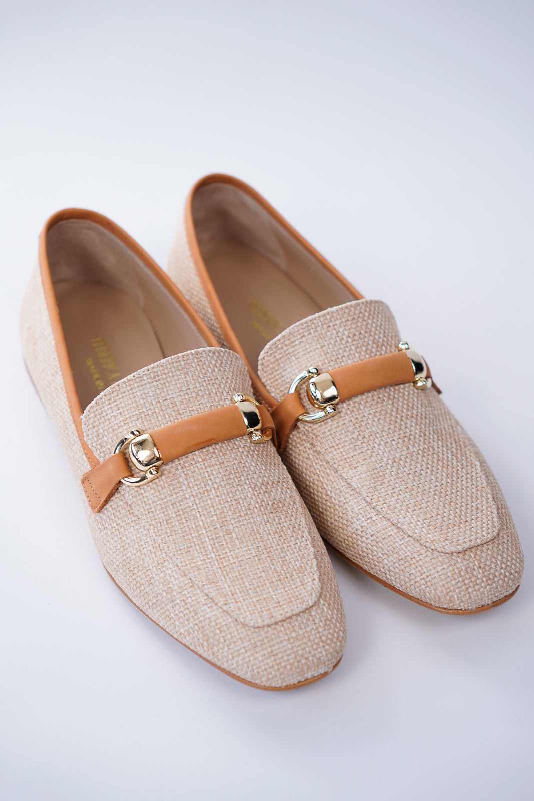Woven Loafers with Leather Detail