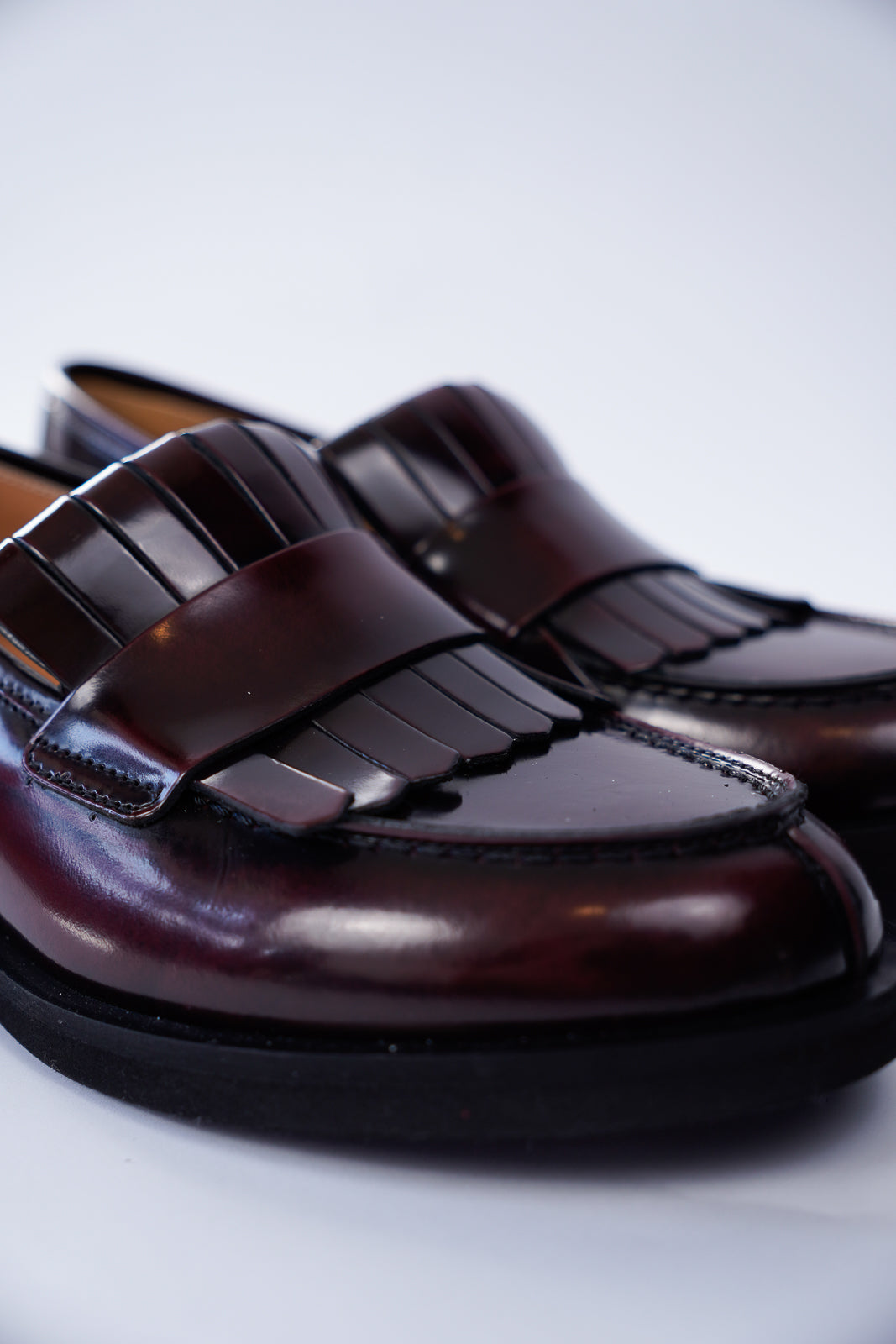 Fringe Detail Patent Loafers