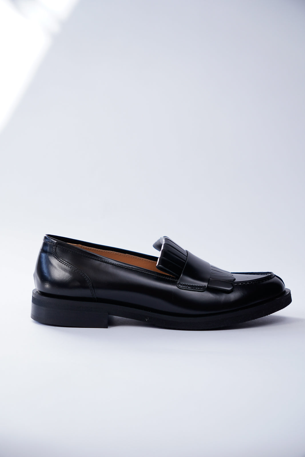 Fringe Detail Patent Loafers
