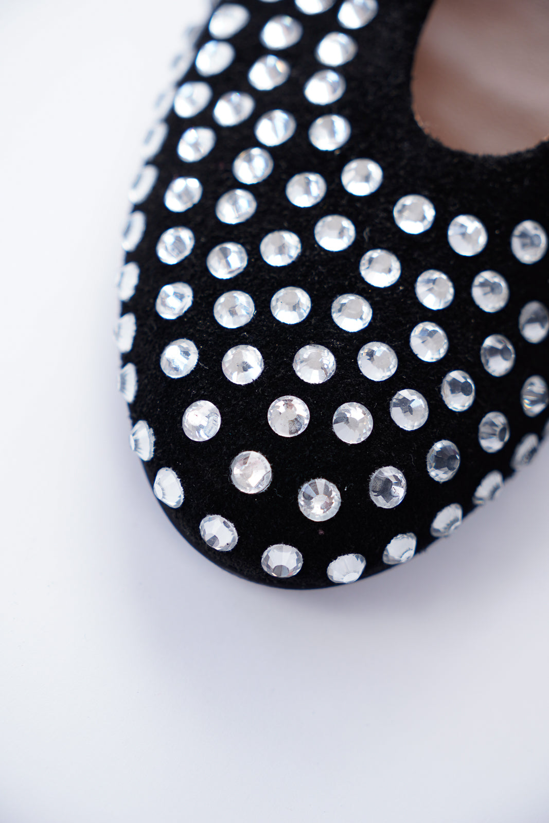 Suede Ballet Flats With Rhinestone Embellishment