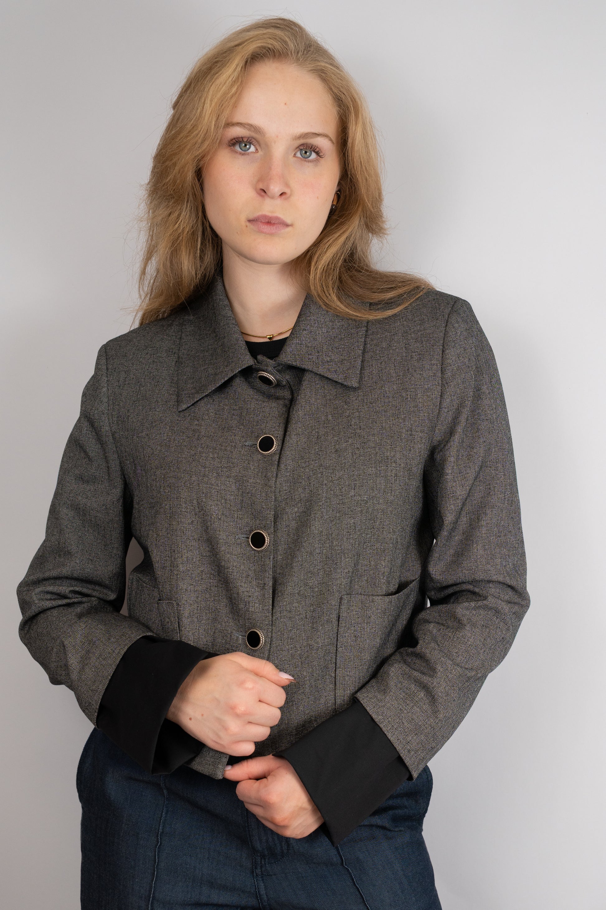 Boxy Blazer with Detachable Cuffs