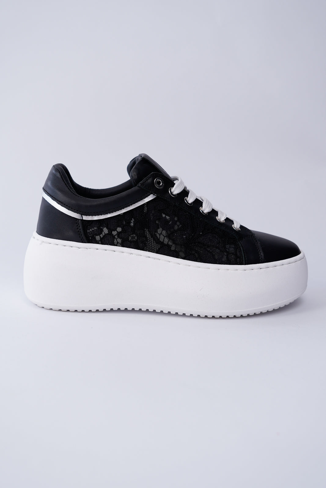 Black Lace Platform Sneakers