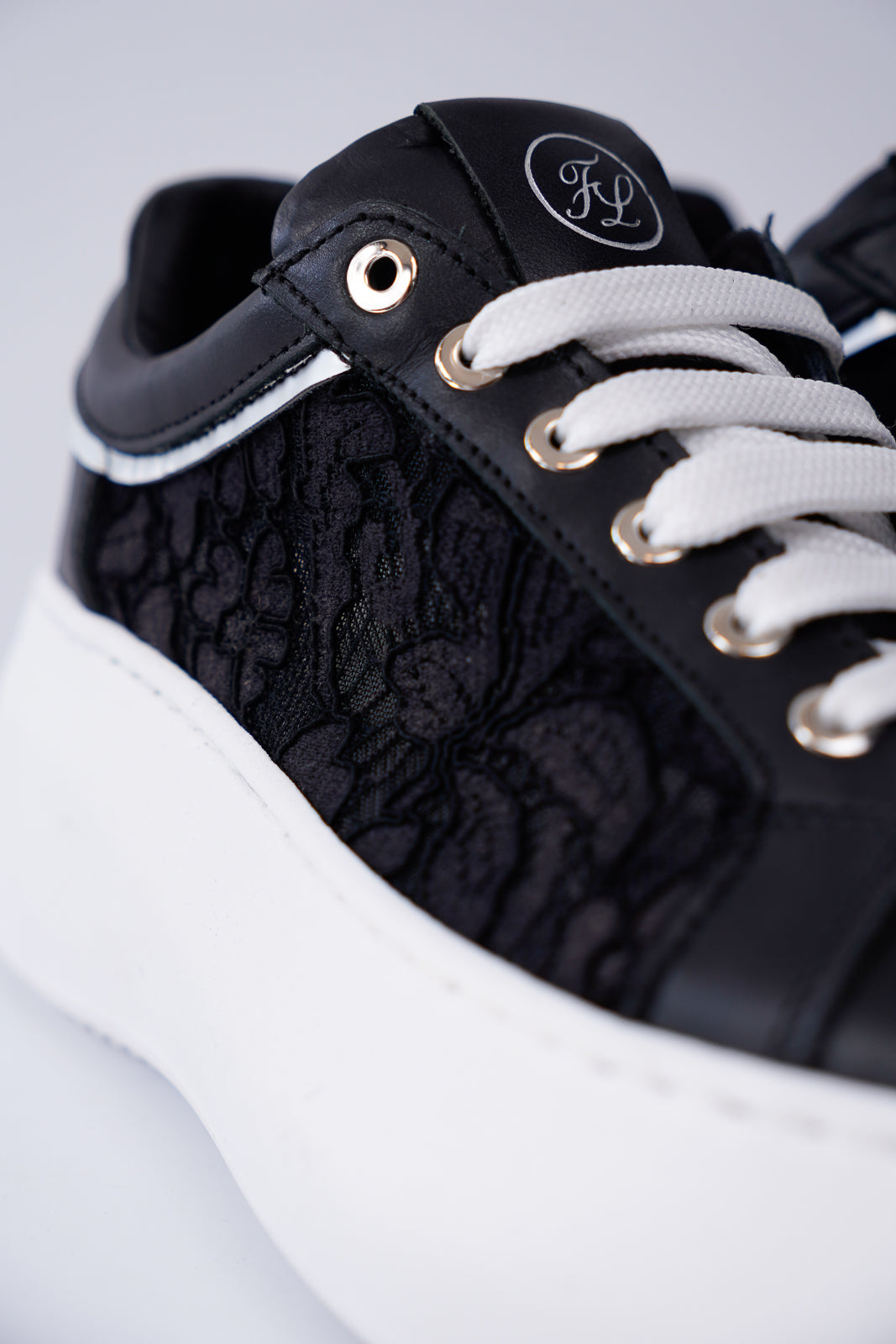 Black Lace Platform Sneakers