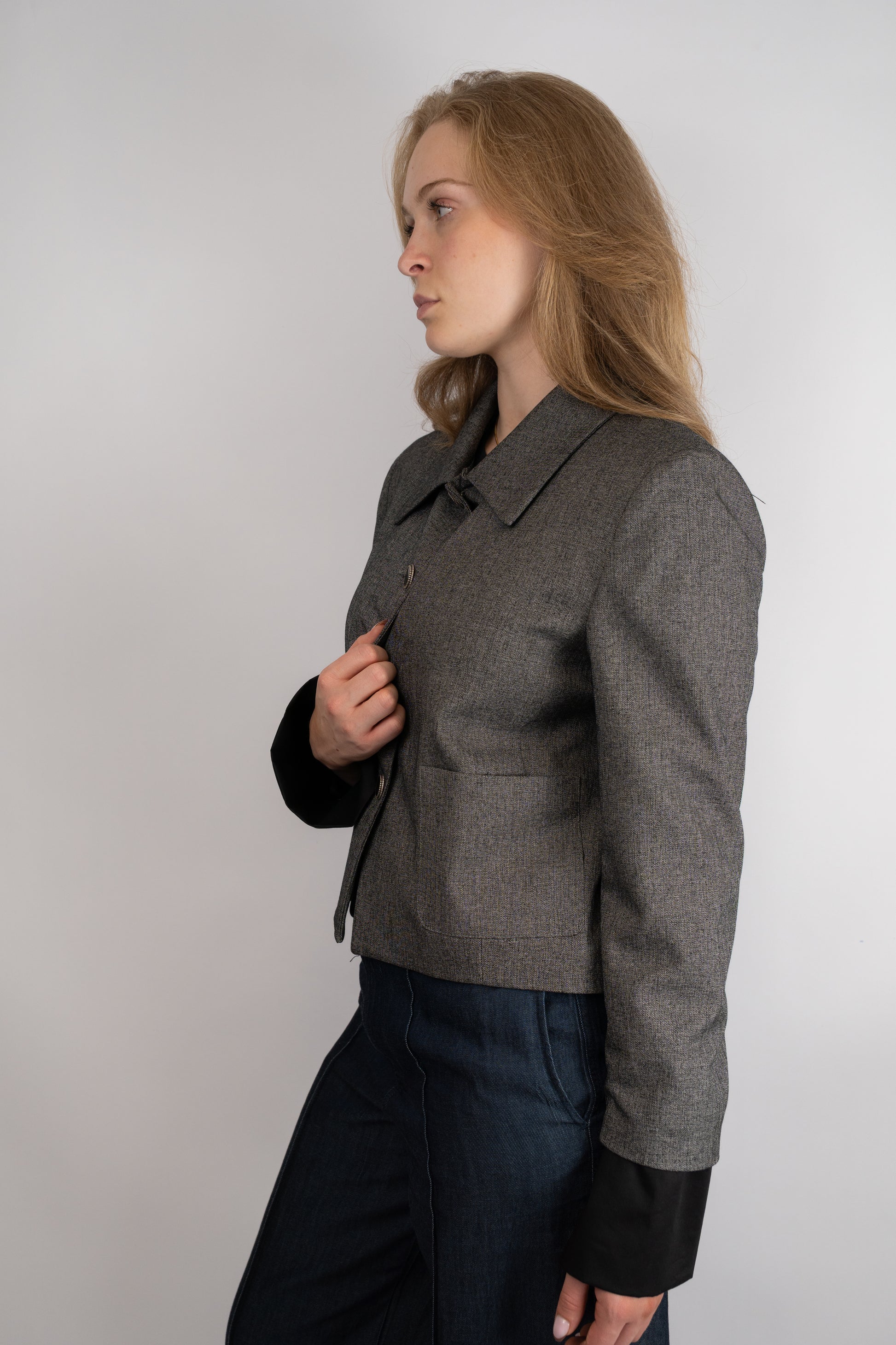 Boxy Blazer with Detachable Cuffs