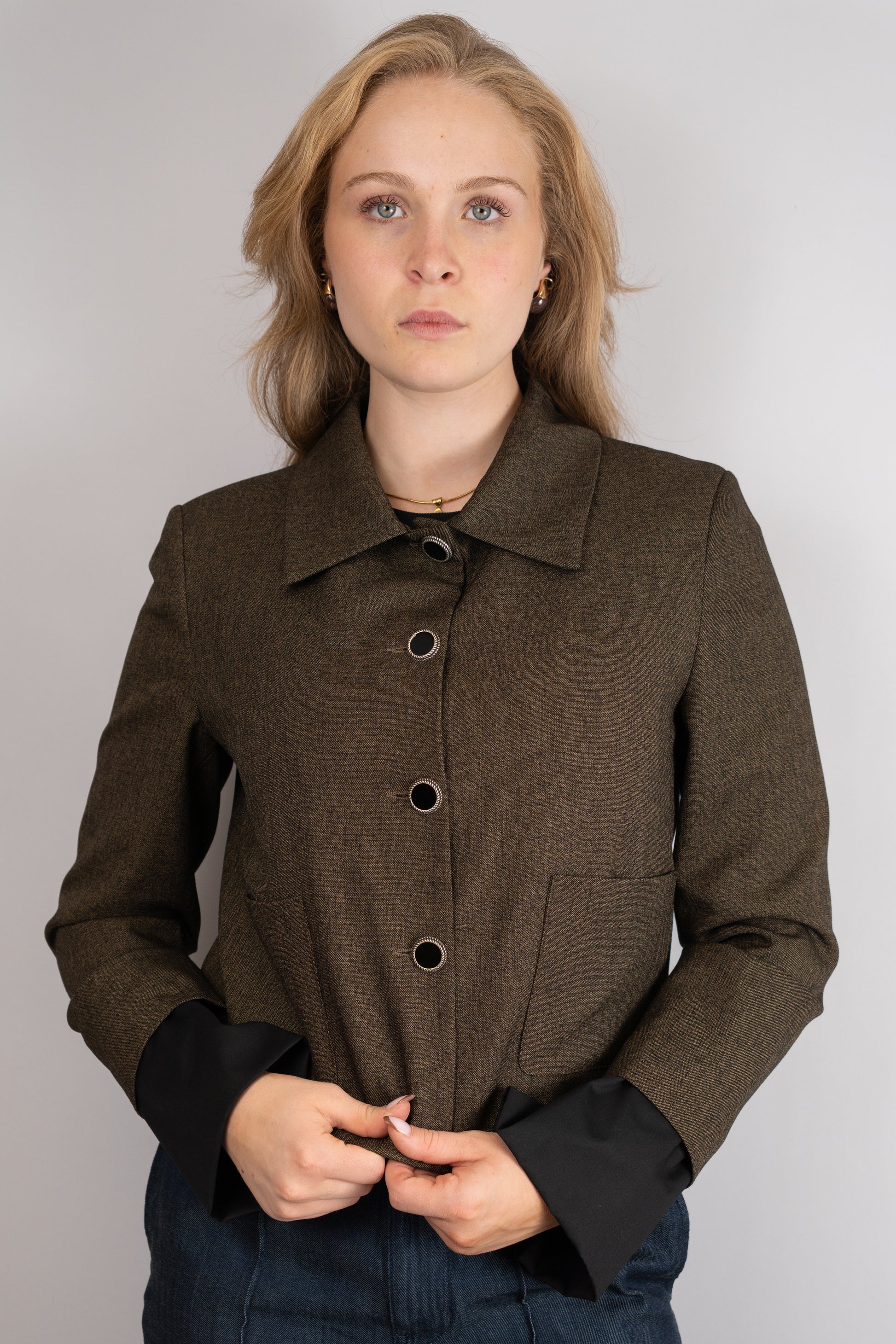 Boxy Blazer with Detachable Cuffs