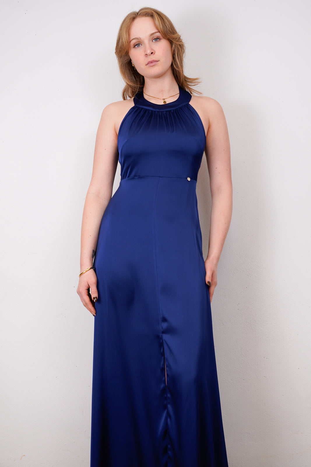 Navy Halter-Neck Dress