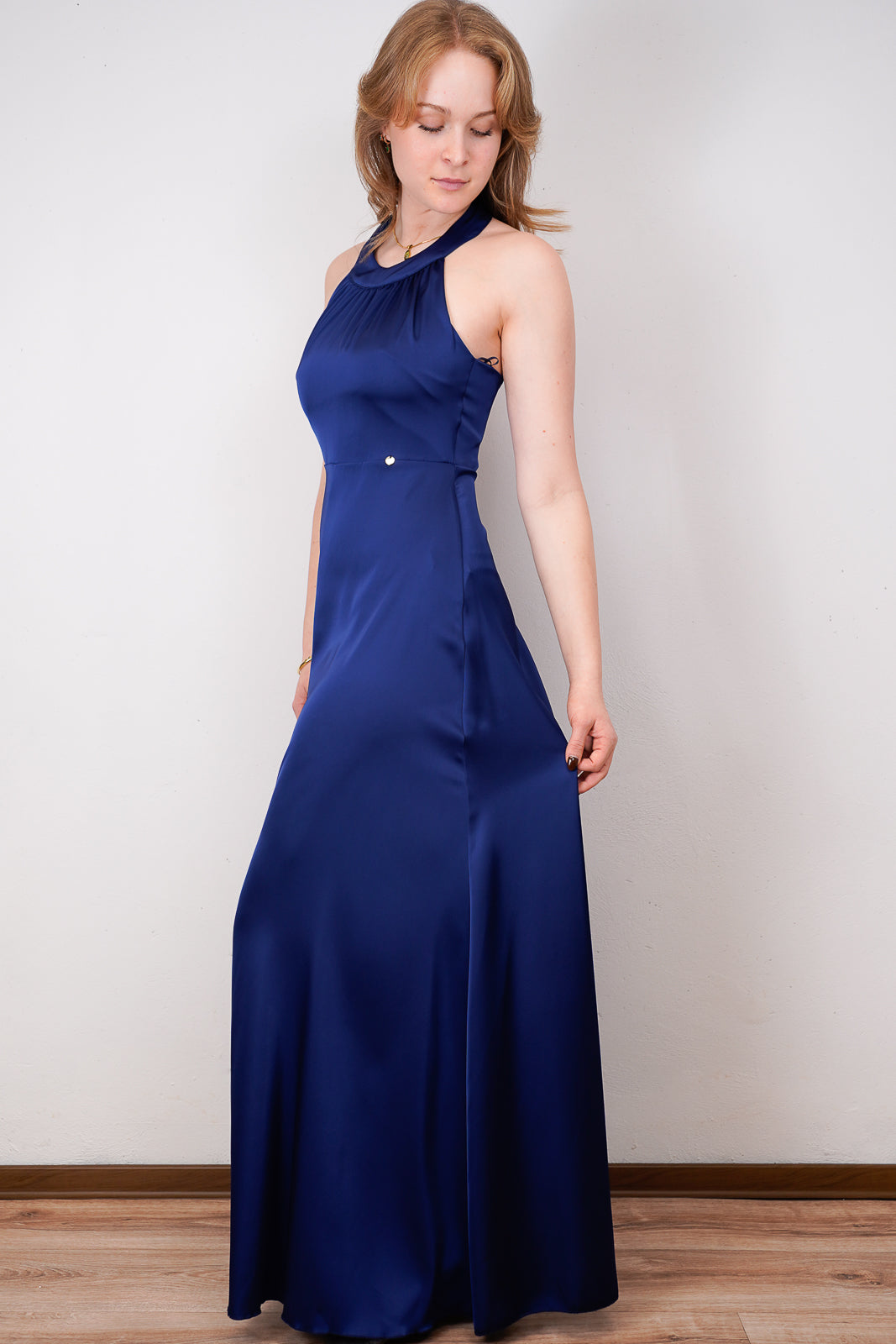 Navy Halter-Neck Dress