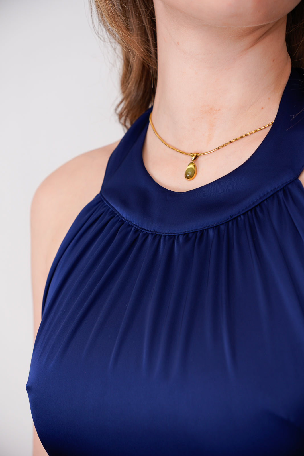 Navy Halter-Neck Dress