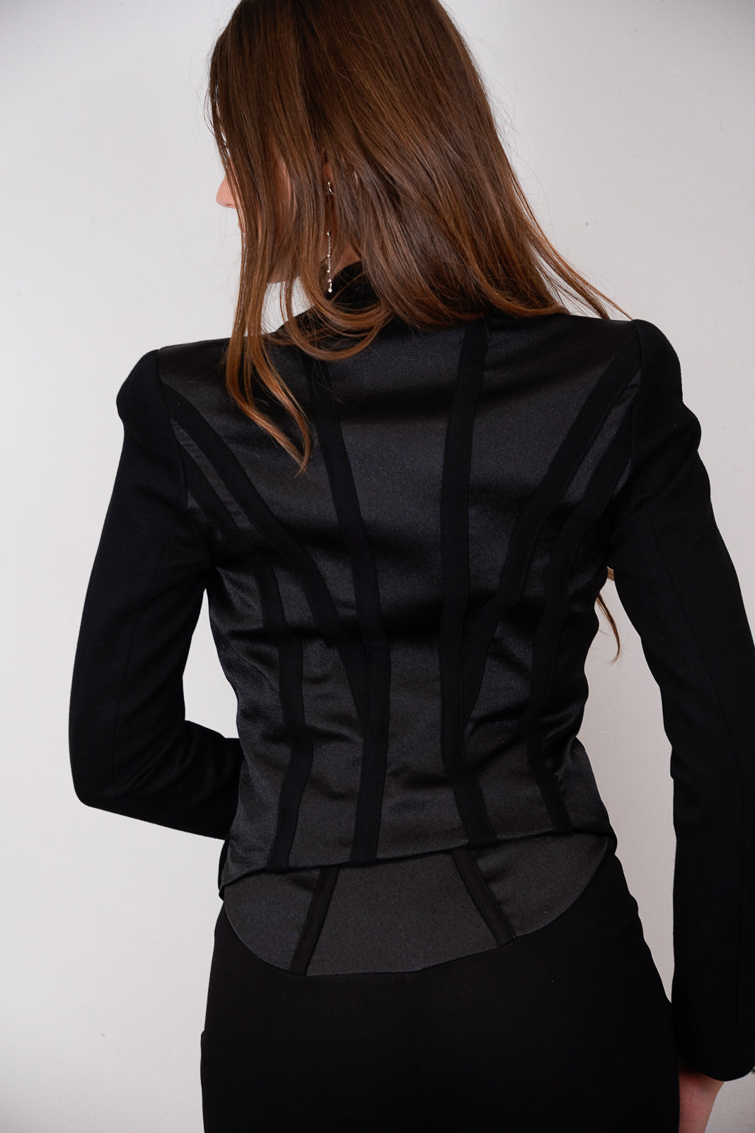 Black Corset-Back Blazer