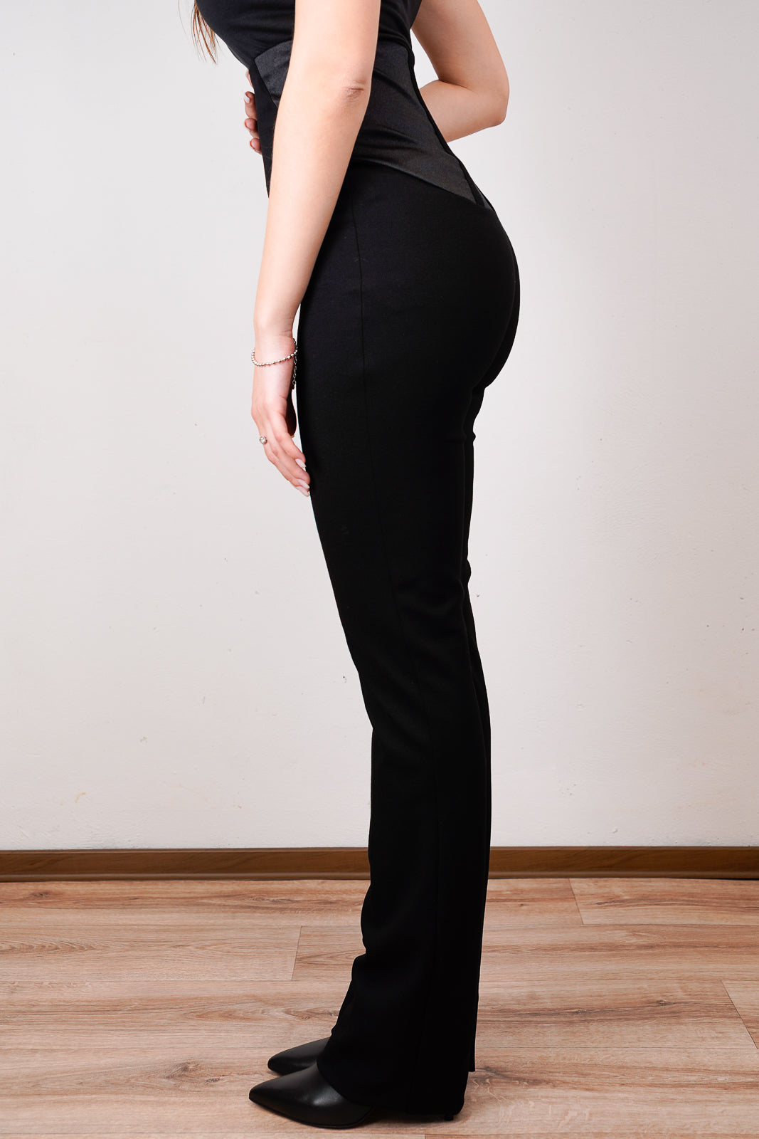 Black Sculpting Corset-Back Trousers