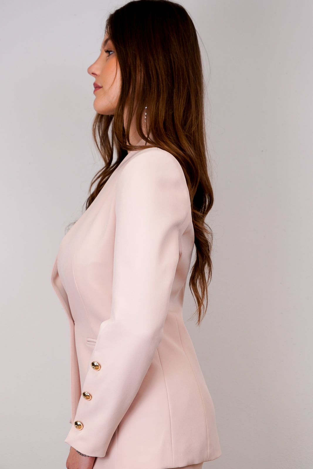 Blush Collarless Blazer