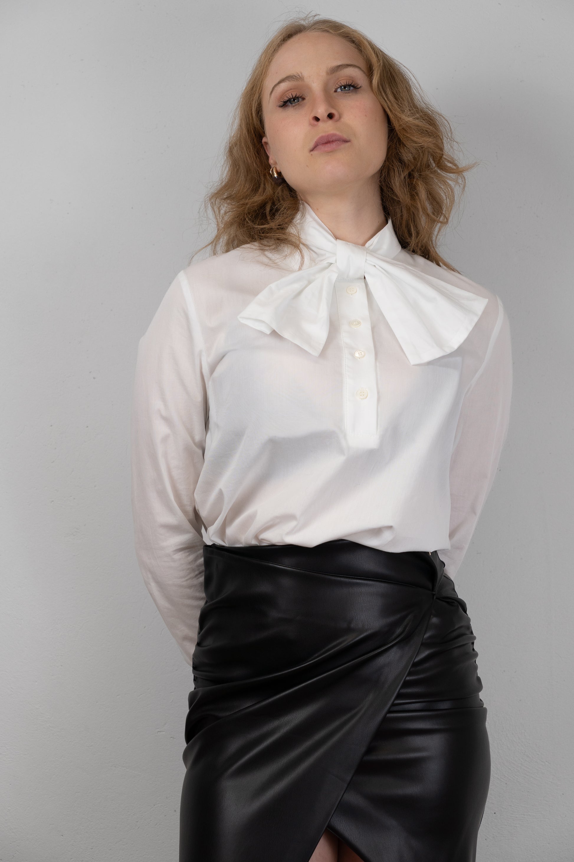 Bow-Tie Cotton Blouse