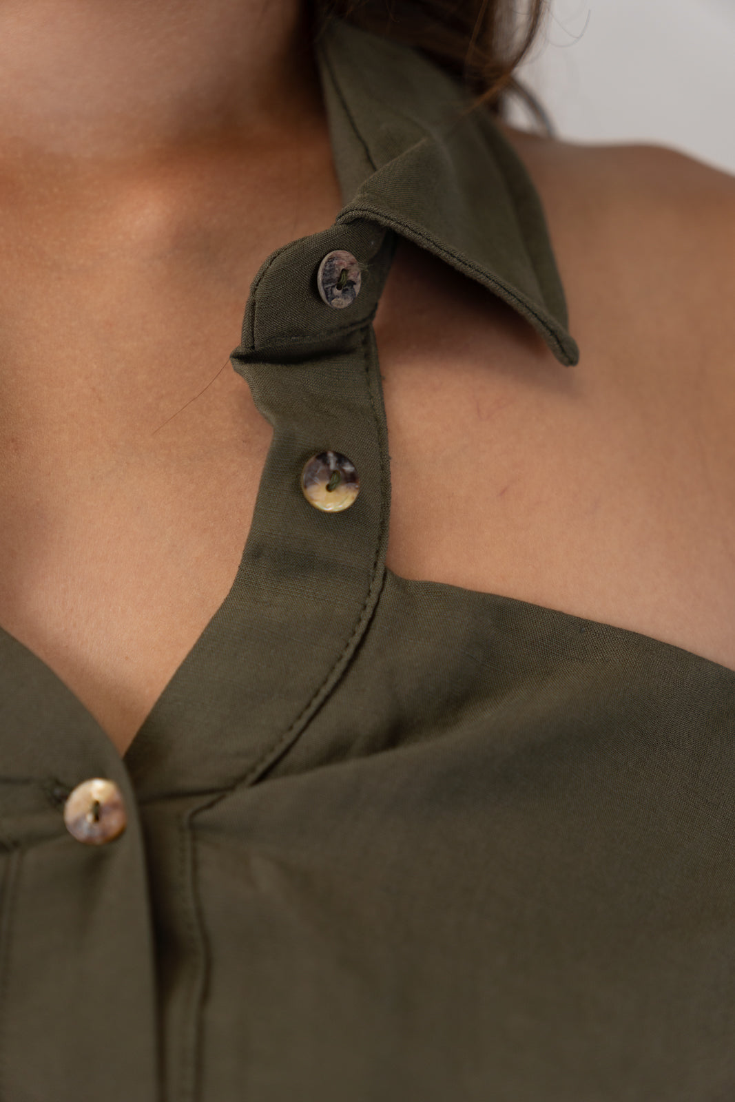 Khaki Off-the-Shoulder Shirt