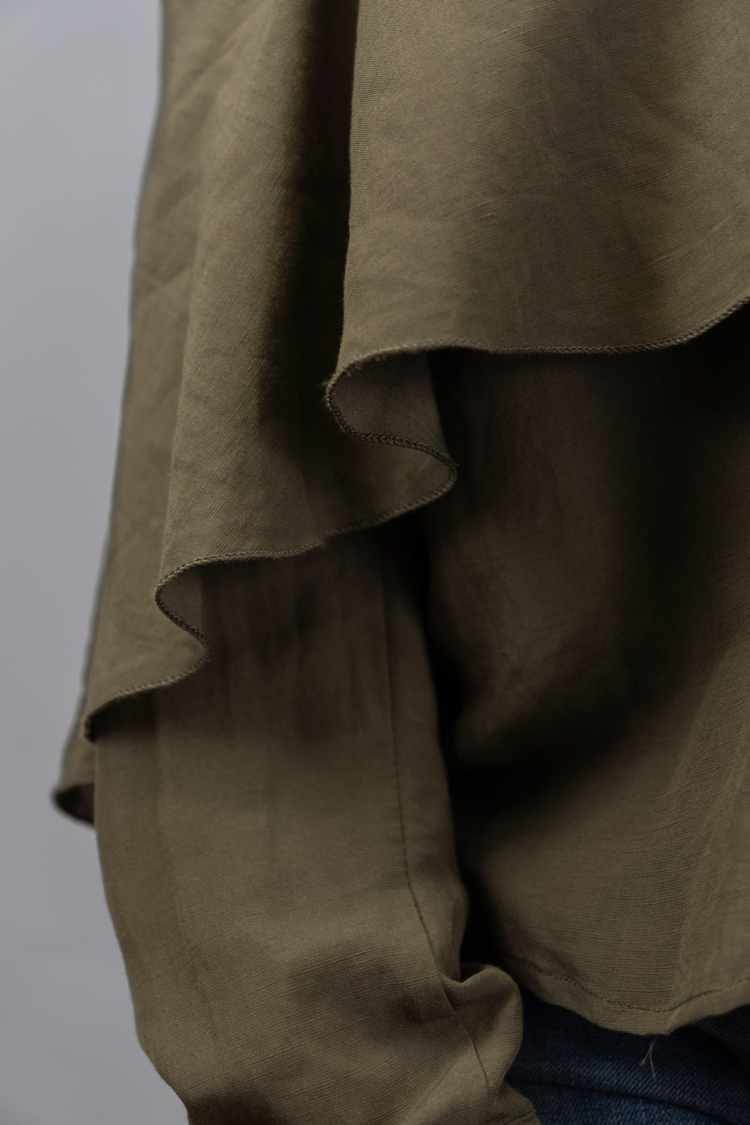 Khaki Off-the-Shoulder Shirt