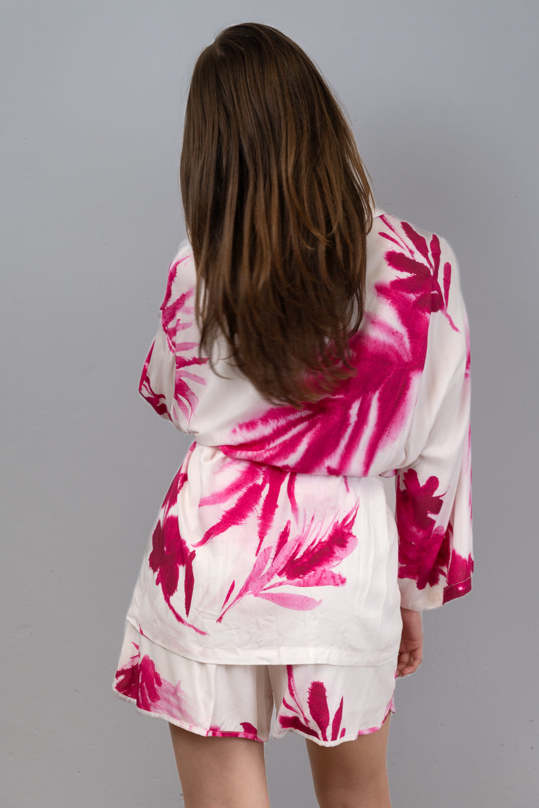 Printed Cardigan and Shorts Set