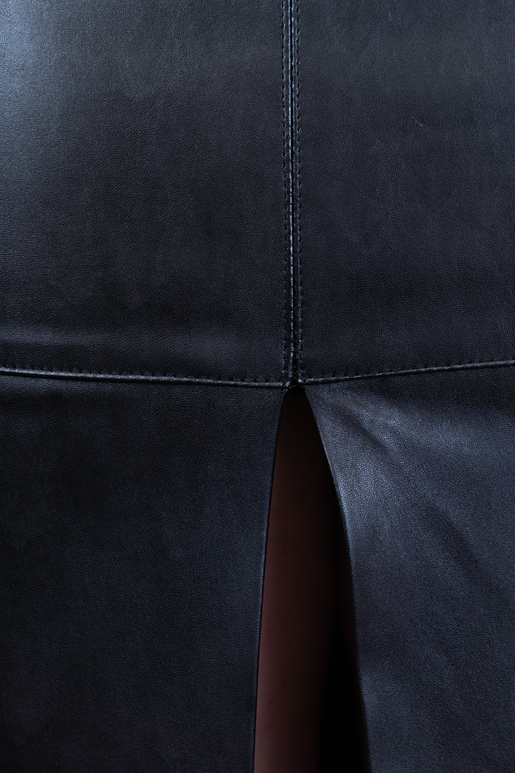 Belted Faux Leather Midi Skirt