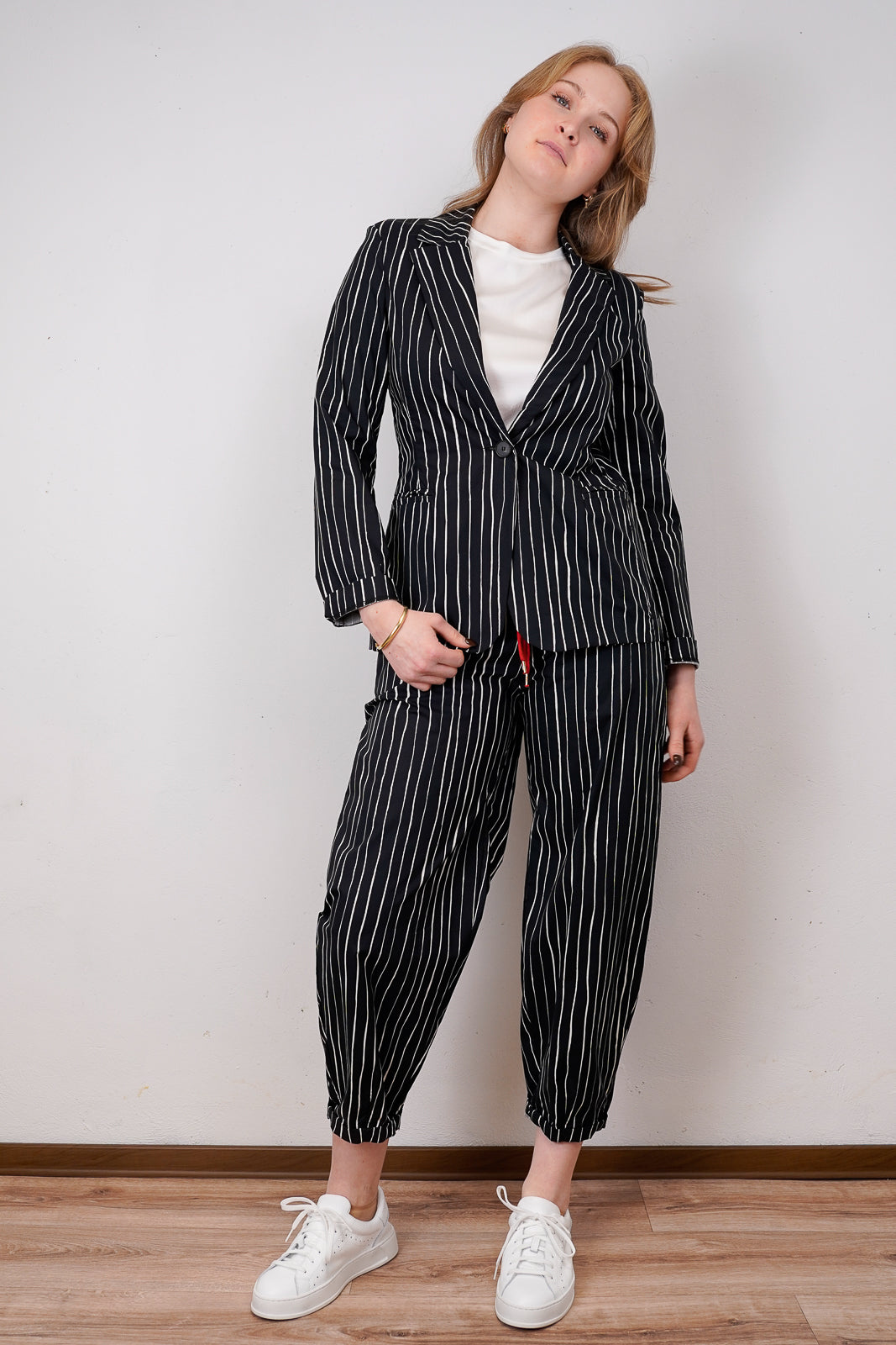 Black and White Pinstripe Set