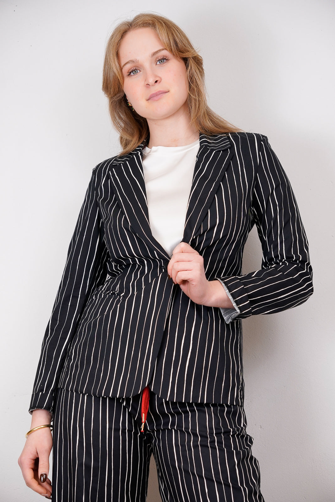 Black and White Pinstripe Set
