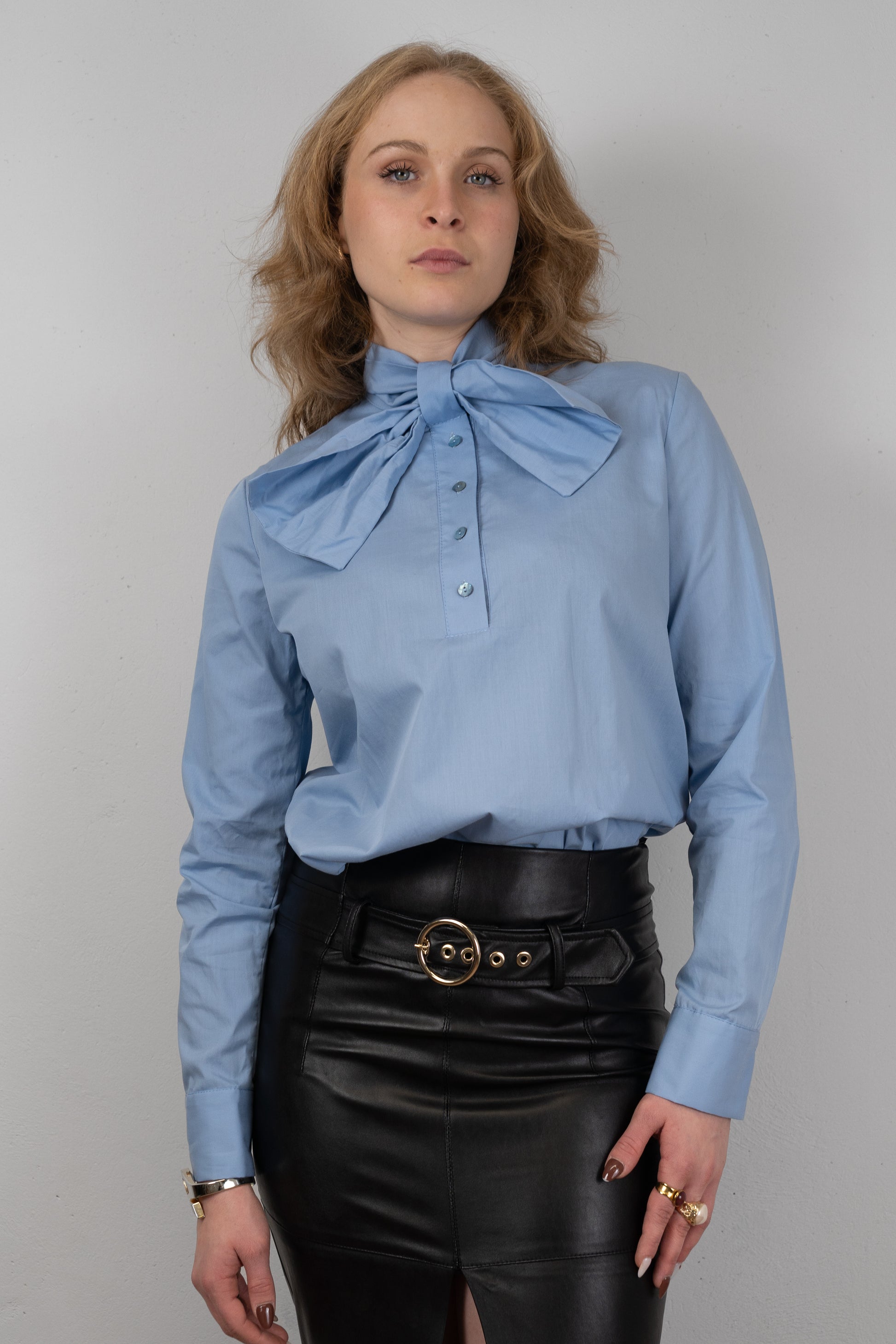Bow-Tie Cotton Blouse