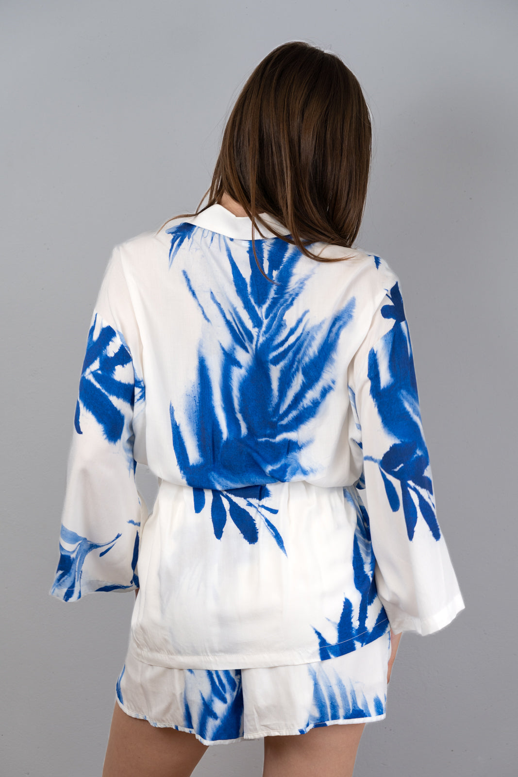 Printed Cardigan and Shorts Set