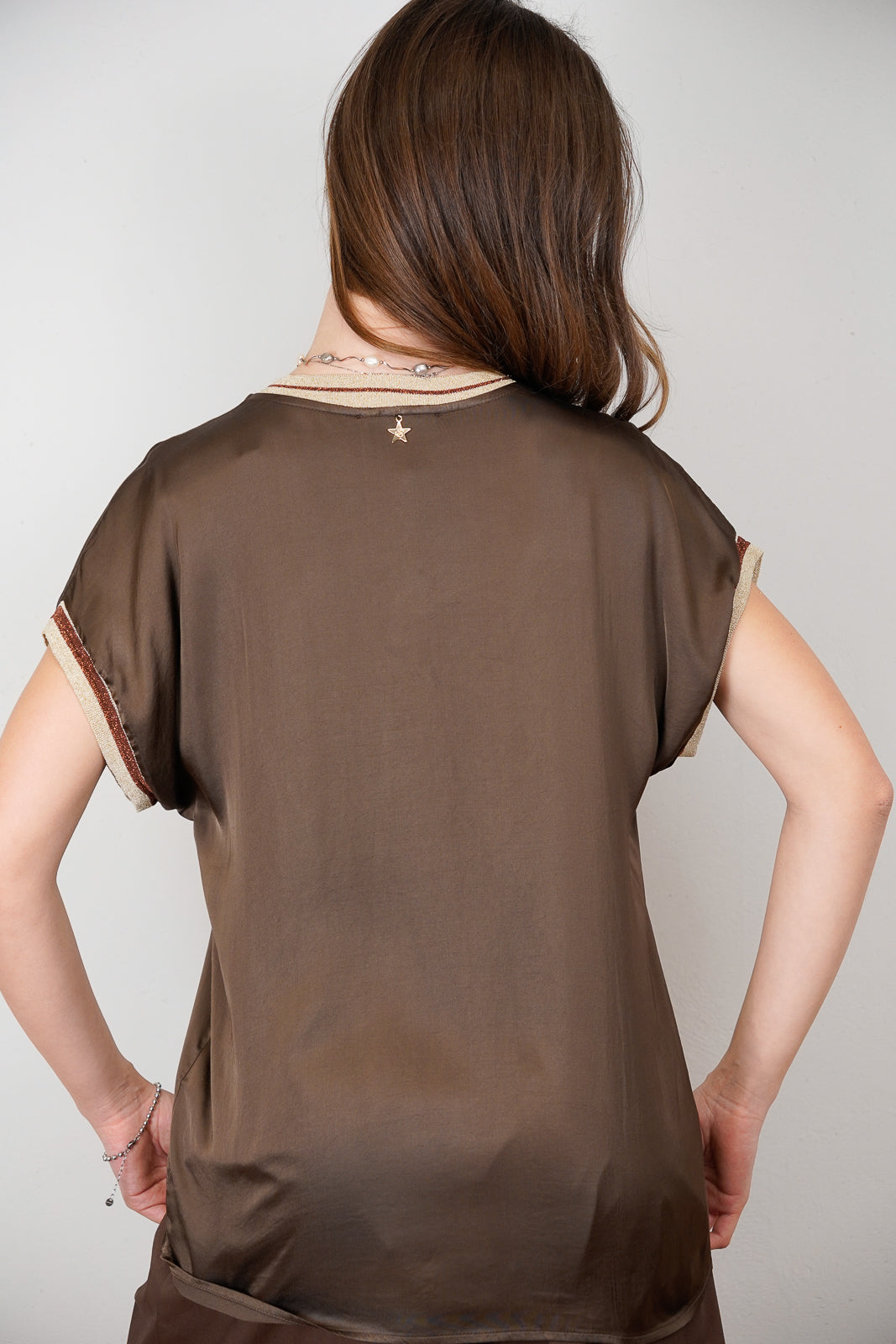 Brown Satin T-Shirt