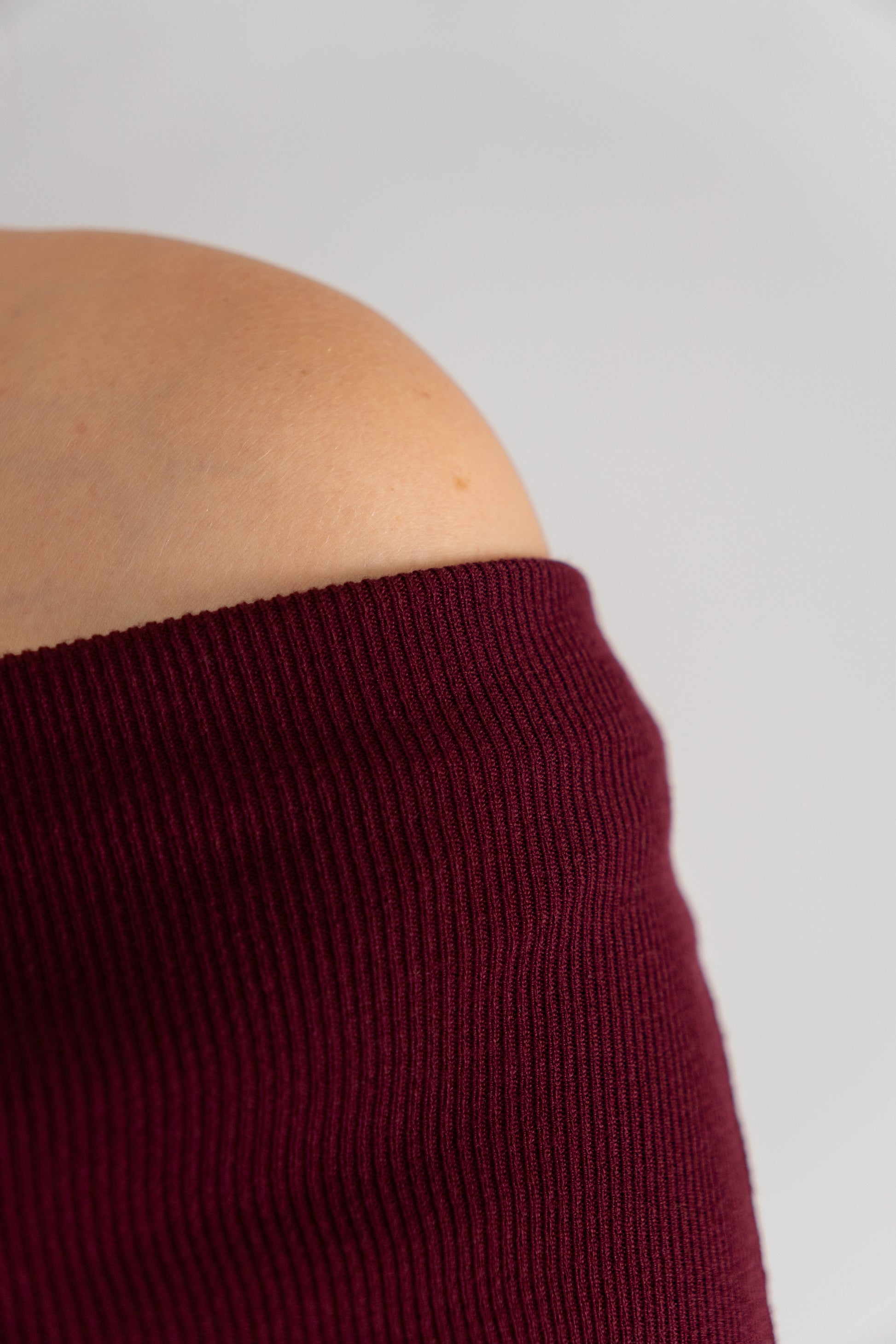 Burgundy Off-The-Shoulder Sweater