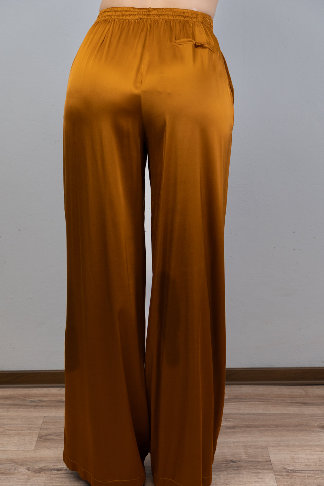 Copper Satin Wide-Leg Pants