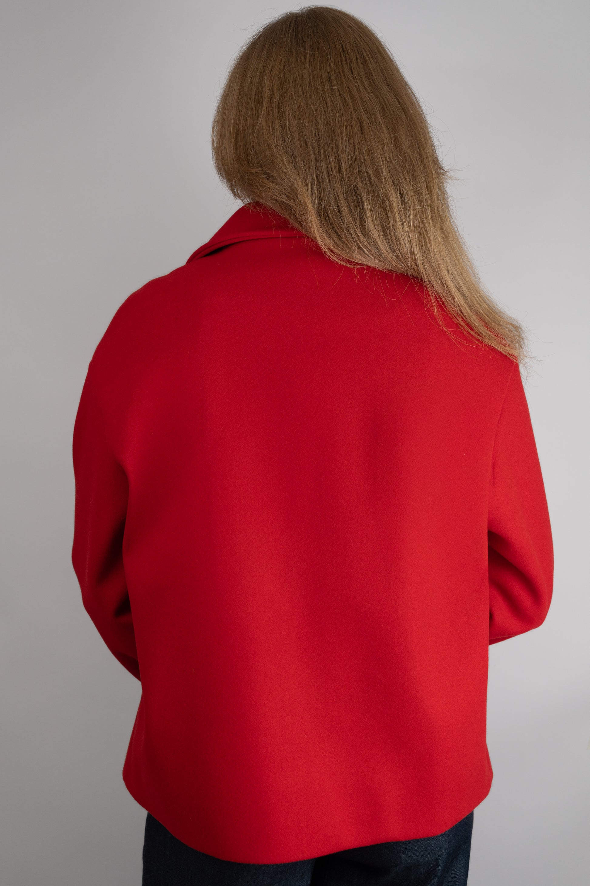 Red Crest-Detail Coat