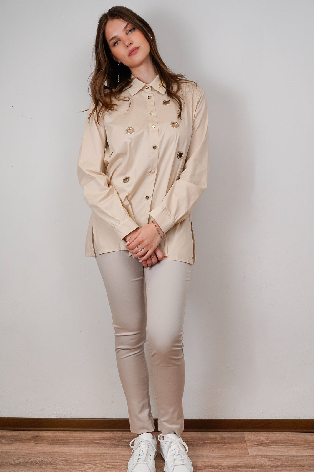 Beige Cut-Out Shirt