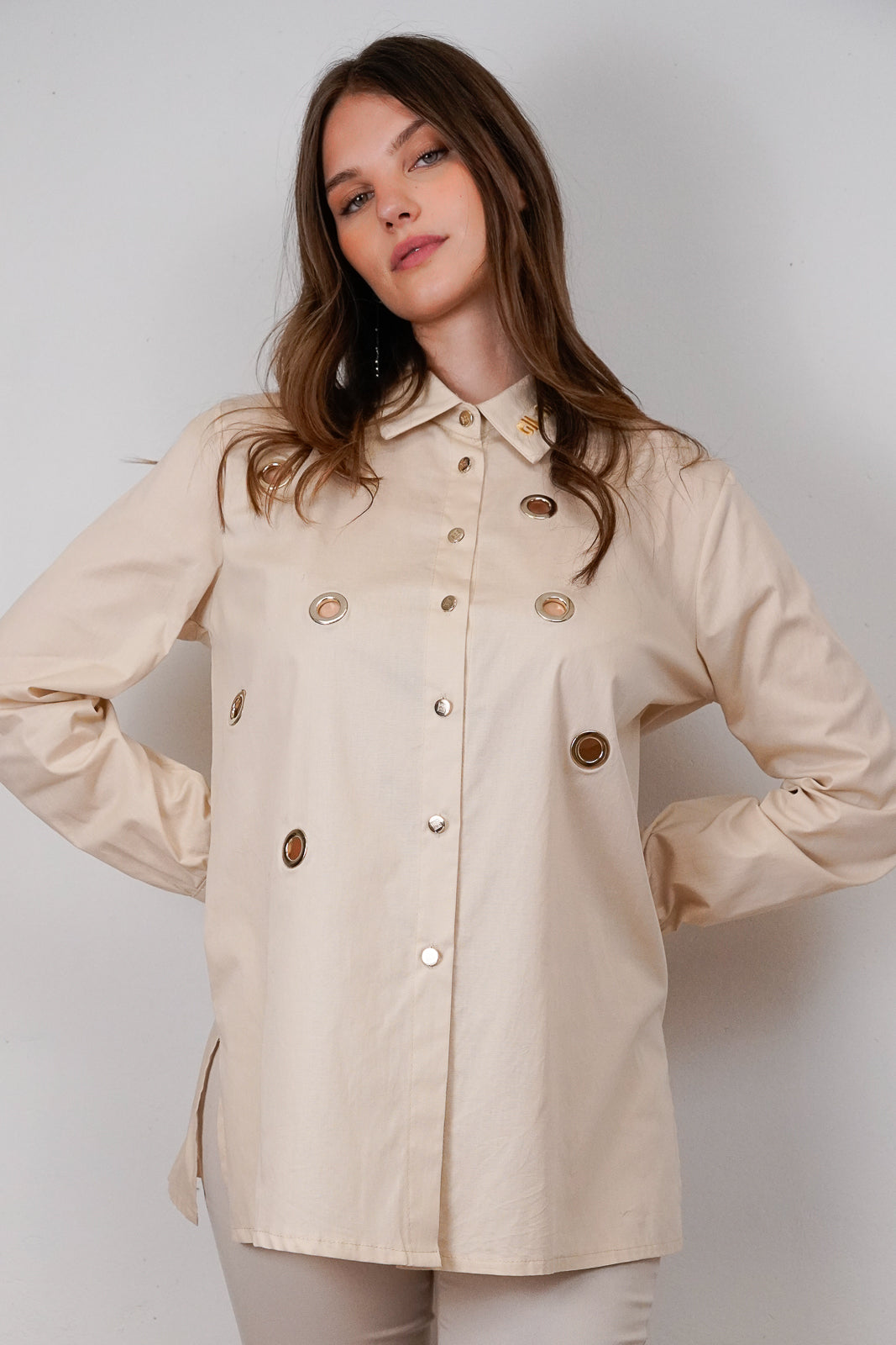 Beige Cut-Out Shirt
