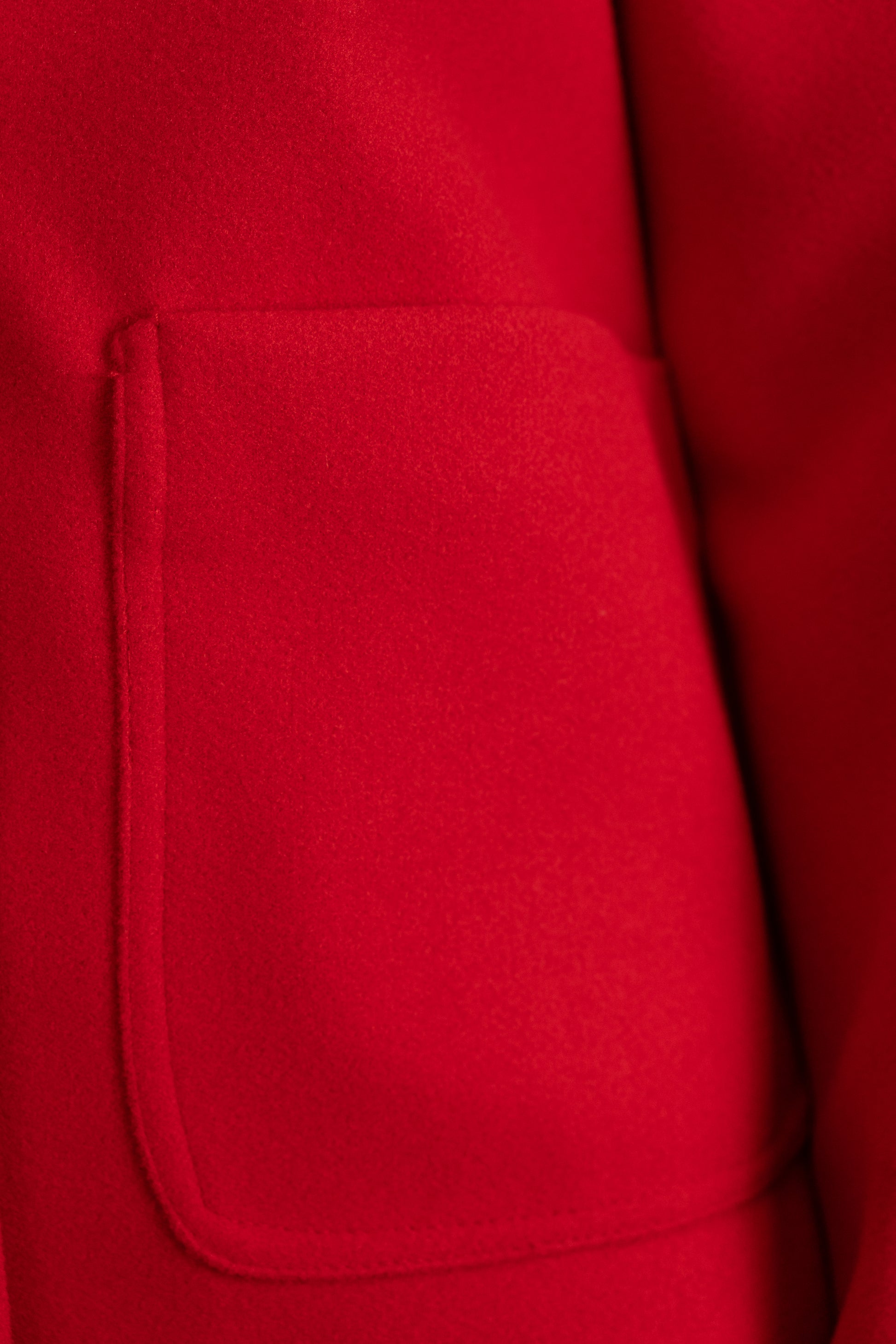 Red Crest-Detail Coat