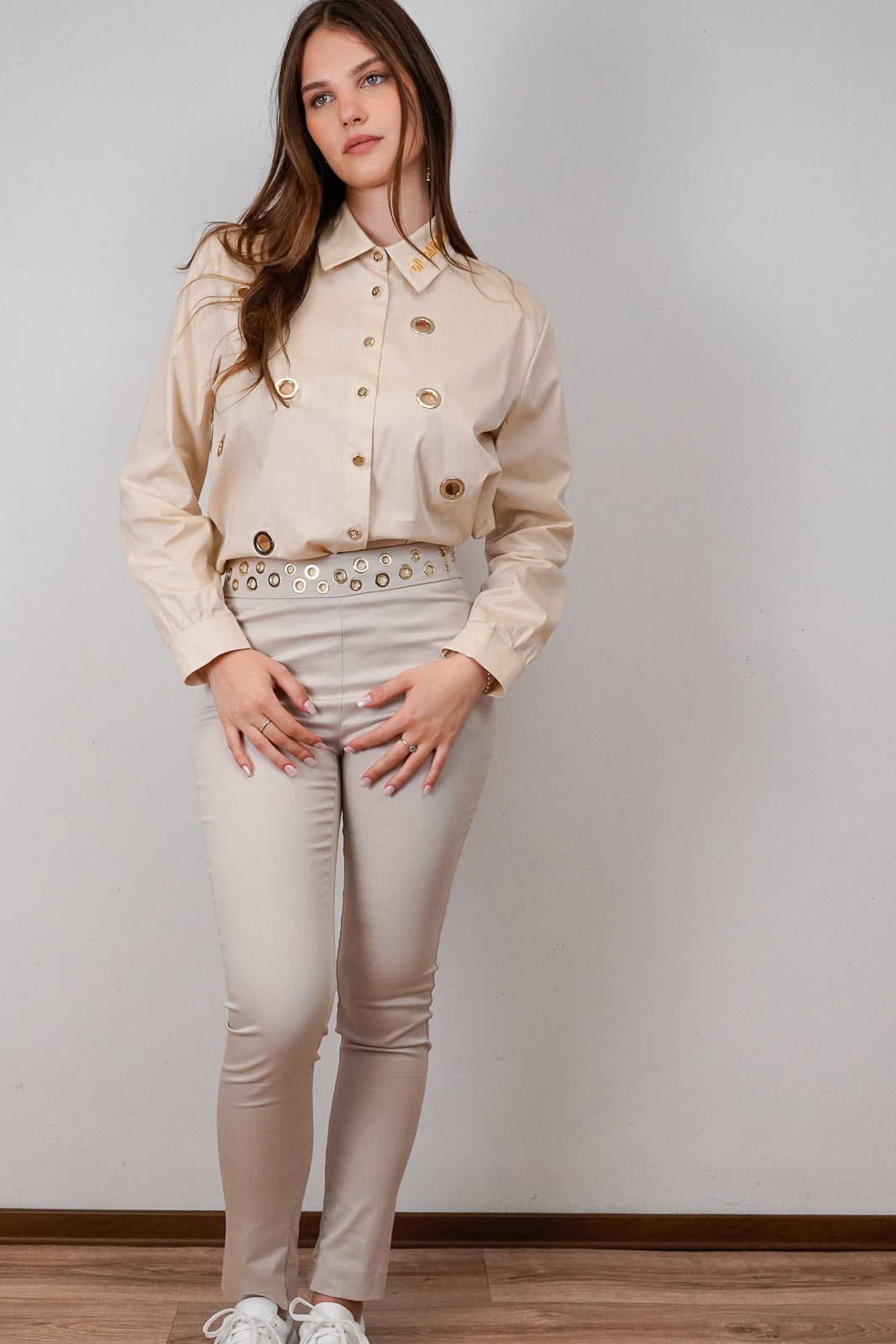 Beige Skinny Trousers