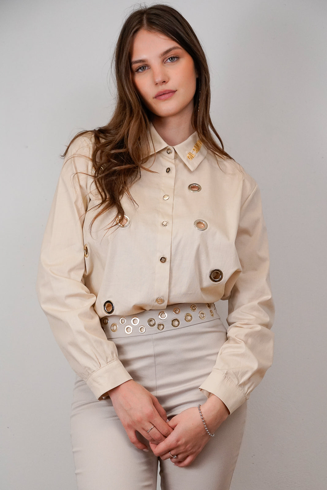 Beige Cut-Out Shirt