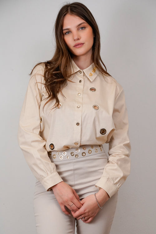Beige Cut-Out Shirt