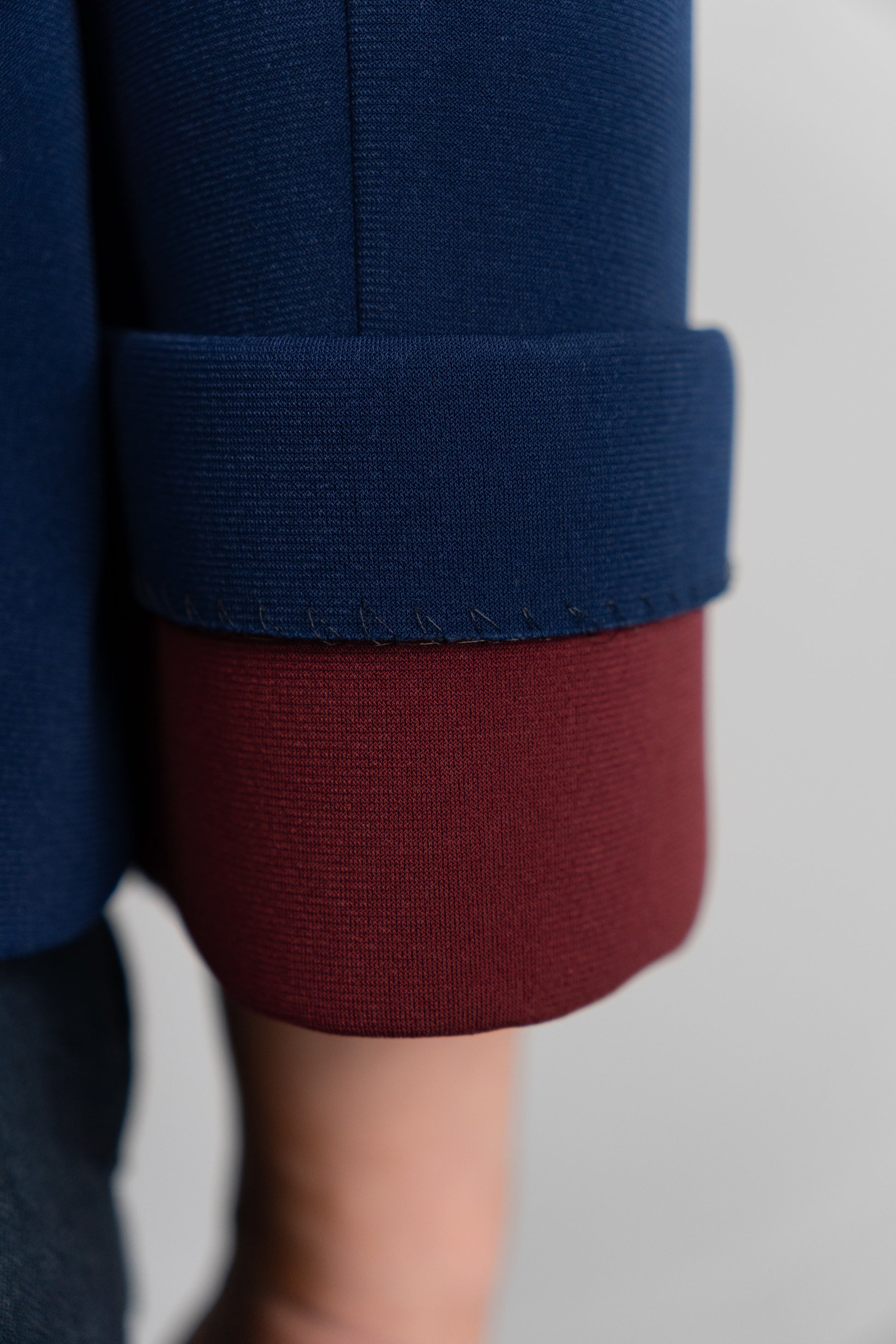 Navy Blazer-Jacket with Burgundy Lining