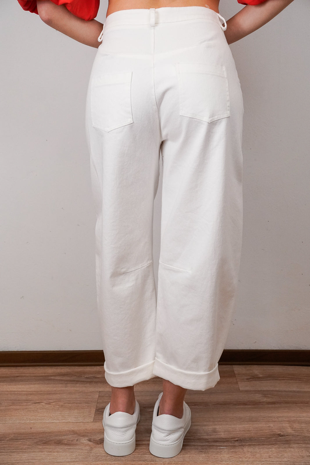 White Wide-legged Cropped Jeans