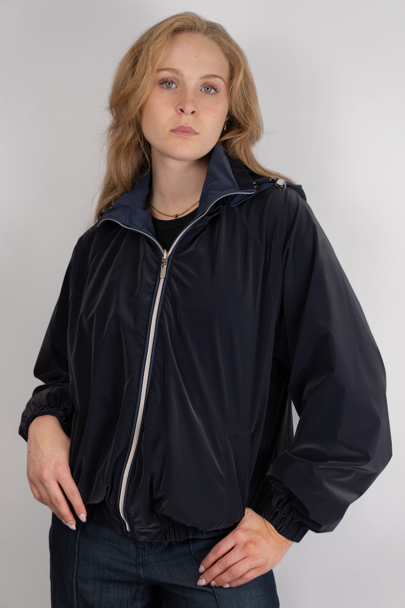 Navy Reversible Jacket With Detachable Hood
